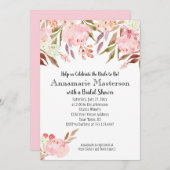 Soft Pink Peonies Wildblumen Blätter Brautparty Einladung (Vorne/Hinten)