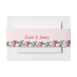 Soft Pink Peony & Eucalyptus Floral Wedding  Einladungsbanderole