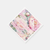 Soft Pink Peony Floral Bachelorette/Bride-to-be Serviette (Ecke)