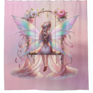Soft Pink Peony Swing Fairy Princess Girls Duschvorhang