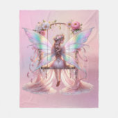Soft Pink Peony Swing Fairy Princess Girls Fleecedecke (Vorderseite)