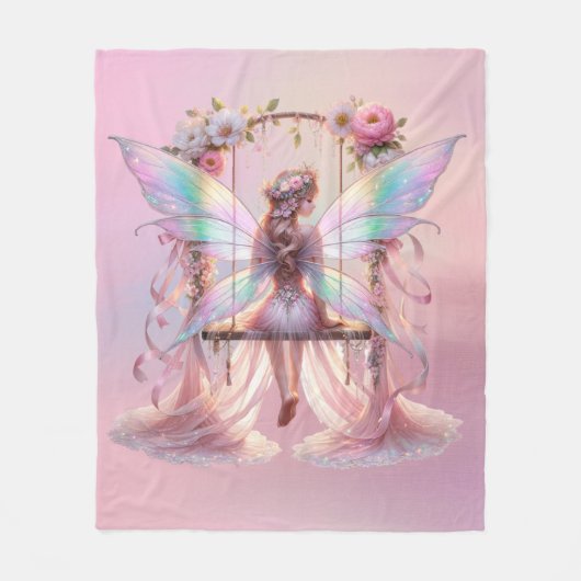 Soft Pink Peony Swing Fairy Princess Girls Fleecedecke (Vorderseite)
