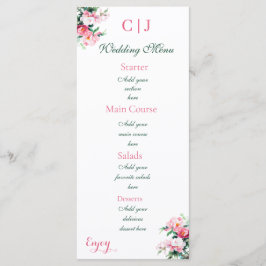 Soft Pink Peony Watercolor Floral Wedding Menükarte