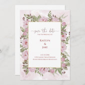 Soft Pink Peony Wedding Invitation Save The Date (Vorne/Hinten)