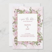 Soft Pink Peony Wedding Save the Date Card (Vorderseite)