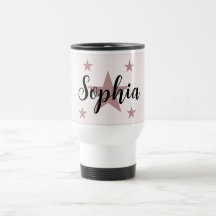 Soft Pink Personalisiert Starry Travel Mug