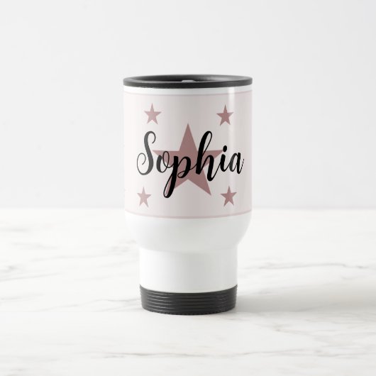 Soft Pink Personalisiert Starry Travel Mug Reisebecher (Mittel)