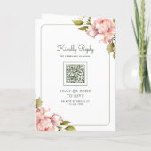 Soft Pink Pfingstrosen-Blumen Mason Jar QR Code Ho Einladung (Rückseite)