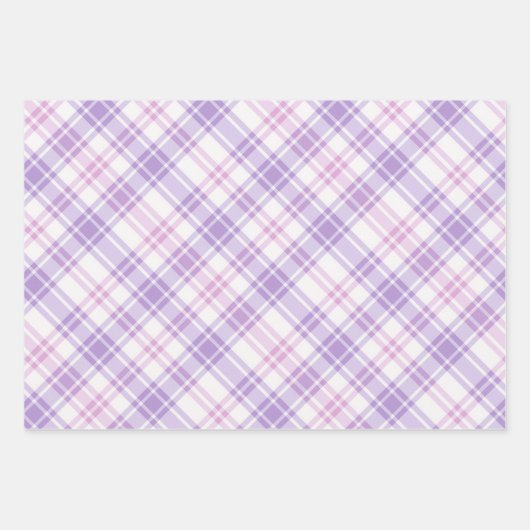 Soft Pink, Purple & White Plaid Geschenkpapier Set (Vorderseite)
