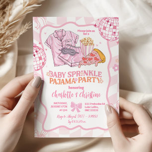 Soft Pink Retro Baby Sprinkle Pyjama-Party Einladung