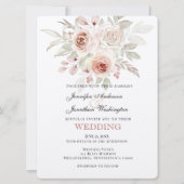 Soft Pink Romantic Rose Wedding Einladung (Vorderseite)