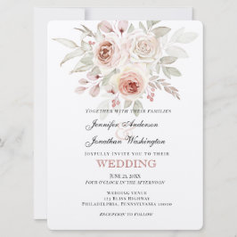 Soft Pink Romantic Rose Wedding Einladung