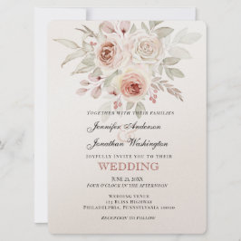 Soft Pink Romantic Rose Wedding Einladung