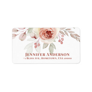 Soft Pink Romantische Rose auf White Wedding Adressaufkleber