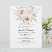 Soft Pink Romantische Rose auf White Wedding Einladung (Stehend Vorderseite)