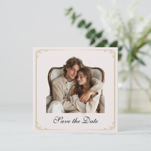 Soft Pink Rose Flat Save the Date Card (Stehend Vorderseite)