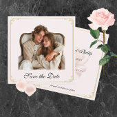Soft Pink Rose Flat Save the Date Card