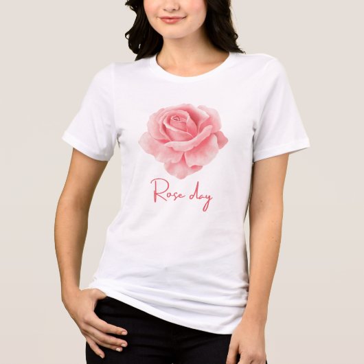 Soft Pink Rose "Rose Day" T - Shirt (Vorderseite)