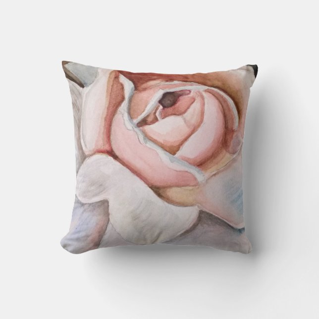 Soft Pink Rose von Jodi Mahaffey in Watercolor Kissen (Vorderseite)