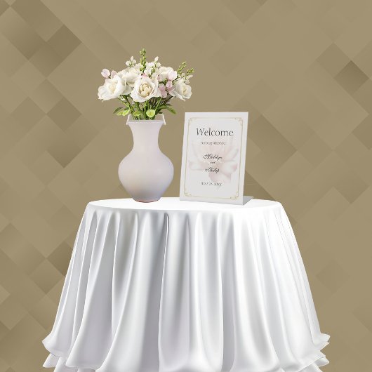 Soft Pink Rose Wedding Pedestal Schild