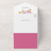Soft Pink Rosen Florale QR Code Hochzeit All In One Einladung (Außenbereich)