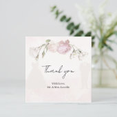 Soft Pink Roses & Bride and Groom Collection Dankeskarte (Stehend Vorderseite)