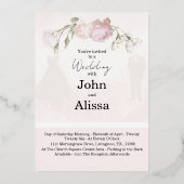 Soft Pink Roses & Bride and Groom Collection Folieneinladung (Vorderseite)