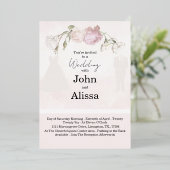 Soft Pink Roses & Bride and Groom Collection Folieneinladung (Stehend vorne)