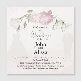 Soft Pink Roses & Bride and Groom Collection Magnetkarte