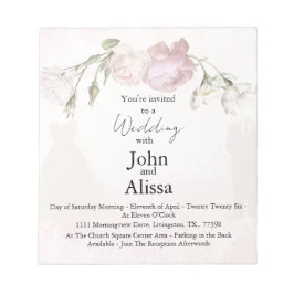 Soft Pink Roses & Bride and Groom Collection Notizblock