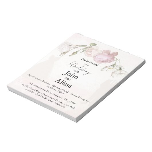 Soft Pink Roses & Bride and Groom Collection Notizblock (Rotiert)