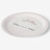 Soft Pink Roses & Bride and Groom Collection Pappteller (Schrägansicht)