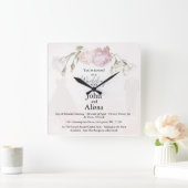 Soft Pink Roses & Bride and Groom Collection Quadratische Wanduhr (Zuhause)