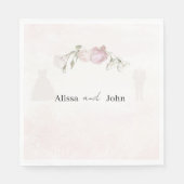Soft Pink Roses & Bride and Groom Collection Serviette (Vorderseite)