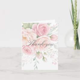 soft pink roses floral thank you card dankeskarte