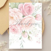 soft pink roses floral thank you card dankeskarte