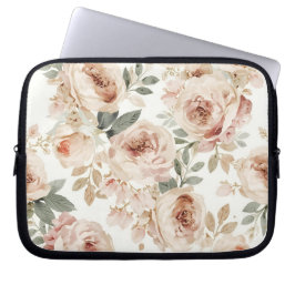 Soft Pink Roses Watercolor Floral Print Botanical Laptopschutzhülle