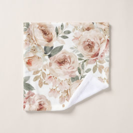Soft Pink Roses Watercolor Floral Print Botanical Waschlappen