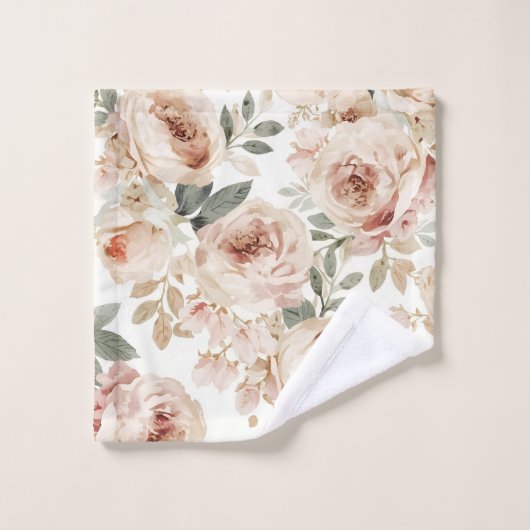 Soft Pink Roses Watercolor Floral Print Botanical Waschlappen (Waschlappen)