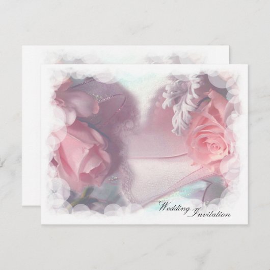 Soft Pink Roses Wedding Einladung (Vorne/Hinten)