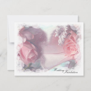 Soft Pink Roses Wedding Einladung