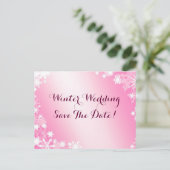 Soft Pink Schneeflocken Save the Date Postkarte 2 (Stehend Vorderseite)