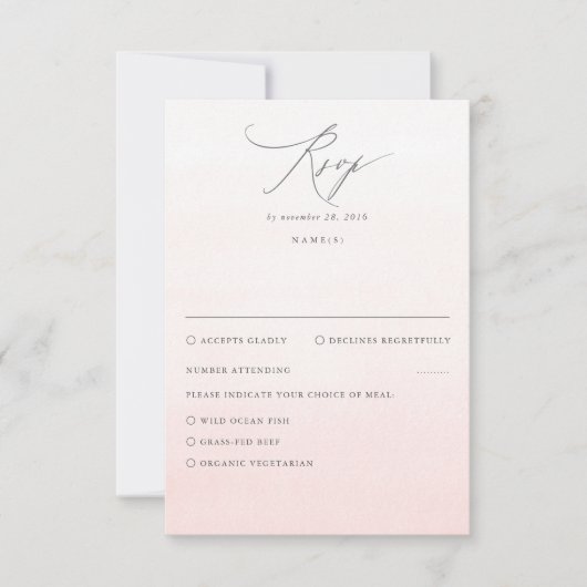 Soft Pink Shades Ombre Gradient Wedding RSVP Karte (Vorderseite)