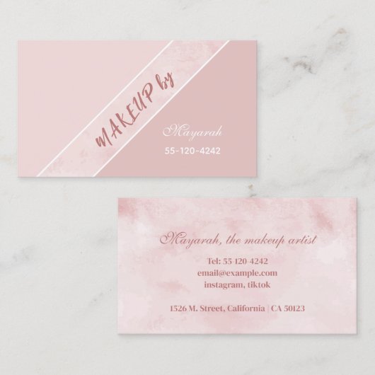 Soft Pink Simple Makeup Visitenkarte (Vorne/Hinten)