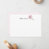 Soft Pink Single Blume Personalisiert Mitteilungskarte (Vorderseite/Rückseite Beispiel)