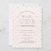 Soft Pink Snowflake Winter Onederland Eins Einladung (Vorderseite)