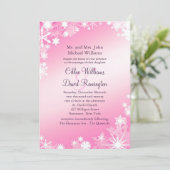 Soft Pink Snowflakes Einladung Hochzeit 2 (Stehend Vorderseite)