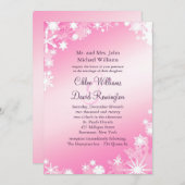 Soft Pink Snowflakes Einladung Hochzeit 2 (Vorne/Hinten)