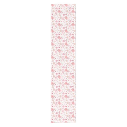 Soft Pink Snowflakes Holiday Table Runner Kurzer Tischläufer (Vorderseite)