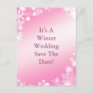 Soft Pink Snowflakes Save the Date Postkarte